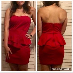 Red peplum dress